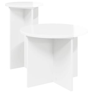 vidaXL Bijzettafelset 2 st Hoogglans Wit &Oslash; 45 x 35 cm Bewerkt hout