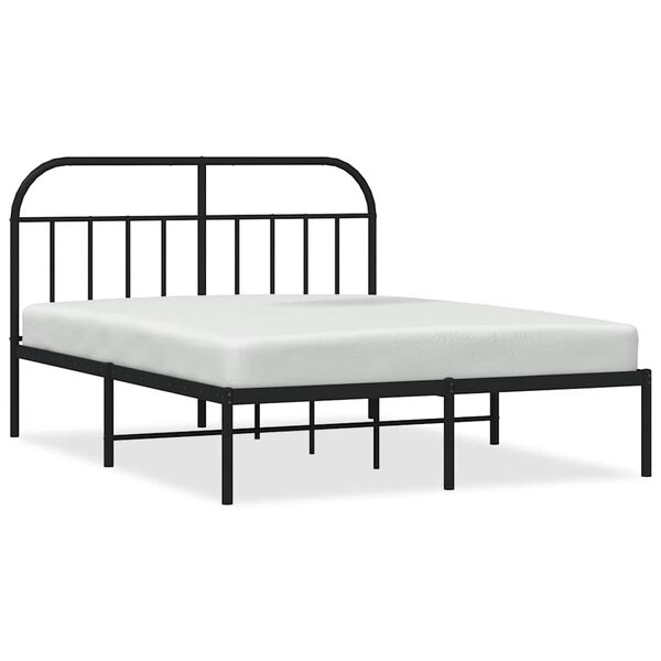 vidaXL Bedframe met hoofdbord metaal zwart 150x200 cm