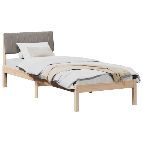 vidaXL Bedframe Bruin en taupe 75 x 190 cm Massief grenenhout