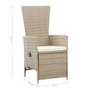 vidaXL Tuinstoelen 2 st verstelbaar met kussens poly rattan beige