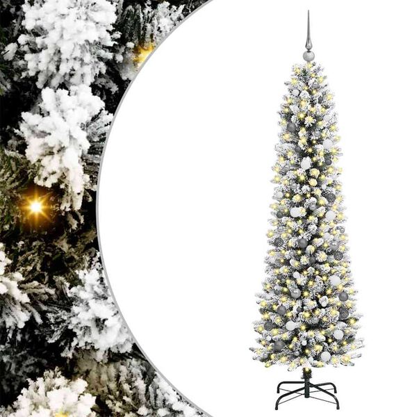 vidaXL Kunstkerstboom met 300 LED Wit 210 cm PVC en Metaal en Plastic
