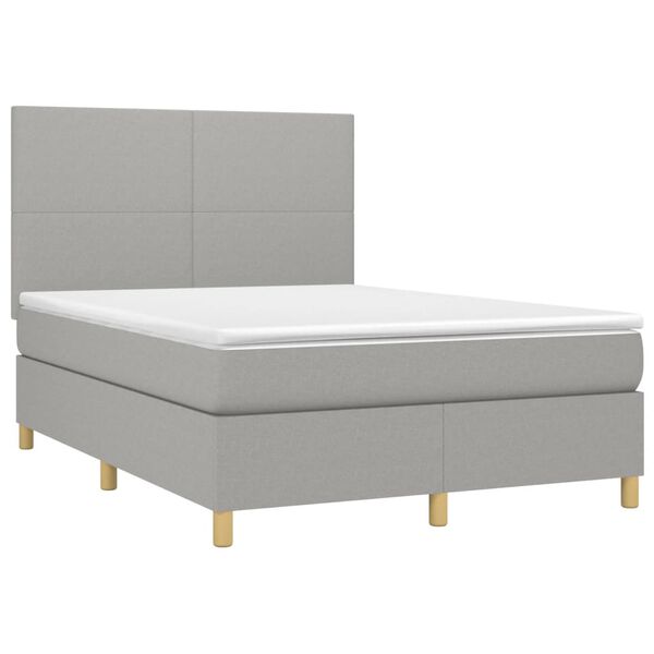 vidaXL Boxspring met matras stof lichtgrijs 140x190 cm