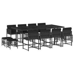 vidaXL 13-delige Tuinset met kussens poly rattan zwart