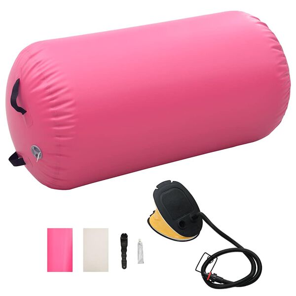vidaXL Gymnastiekrol met pomp opblaasbaar 120x75 cm PVC roze