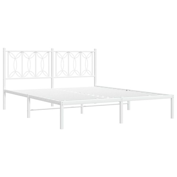 vidaXL Bedframe met hoofdbord metaal wit 150x200 cm