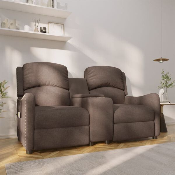 vidaXL Massagestoel 2-zits verstelbaar met bekerhouders stof taupe