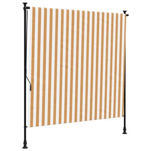 vidaXL Rolgordijn voor buiten 150x270 cm stof en staal oranje en wit