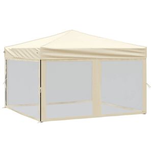 vidaXL Partytent inklapbaar met zijwanden 3x3 m cr&egrave;mekleurig