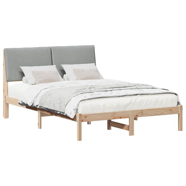 vidaXL Bedframe Bruin en lichtgrijs 140 x 200 cm Massief grenenhout