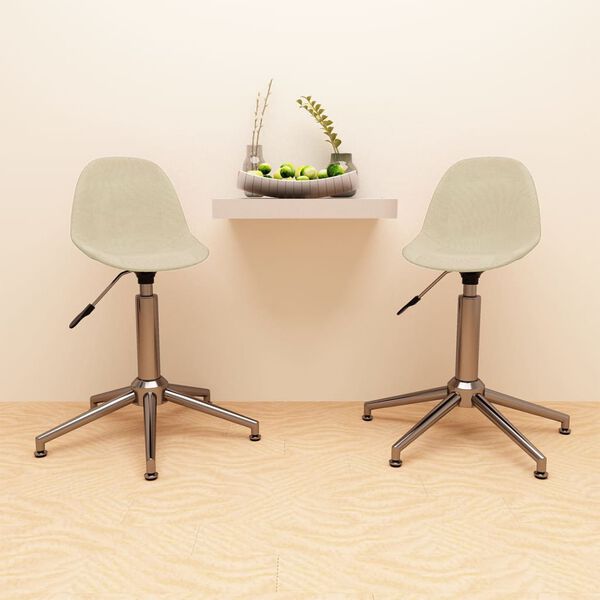 vidaXL Eetkamerstoelen 2 st draaibaar stof cr&egrave;mekleurig