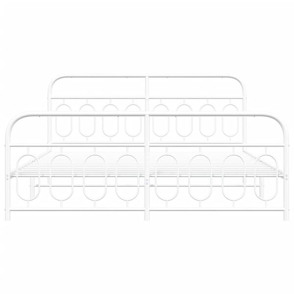 vidaXL Bedframe met hoofd- en voeteneinde metaal wit 183x213 cm