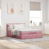 vidaXL Ottoman bed met matras en LED's 140x190cm fluweel roze