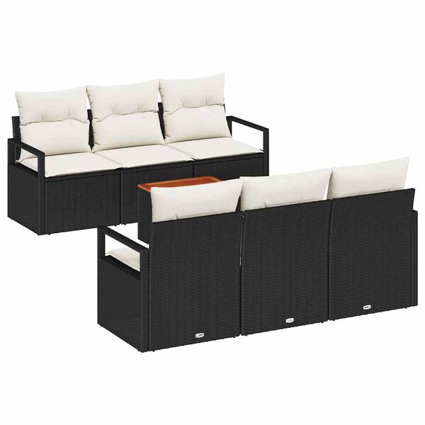 vidaXL Tuin Sofa Set met kussen 7 pcs Zwart Poly riet