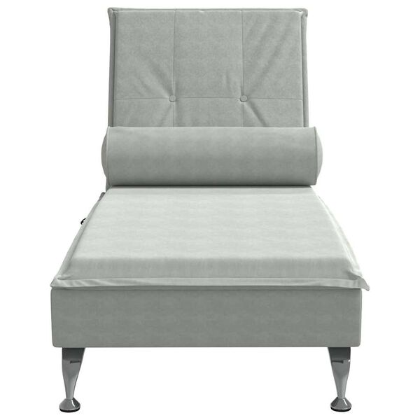 vidaXL Massage chaise longue met bolster fluweel lichtgrijs