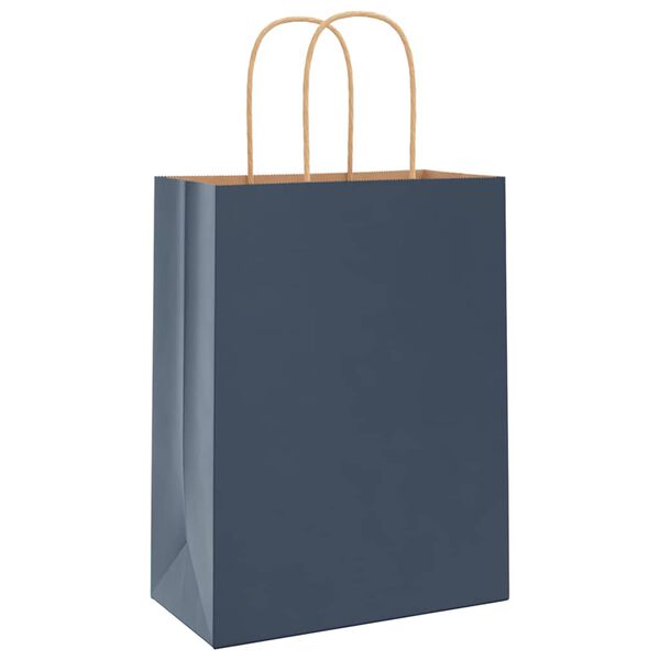 vidaXL Papieren zakjes 50 st met hengsels 21x11x28 cm blauw