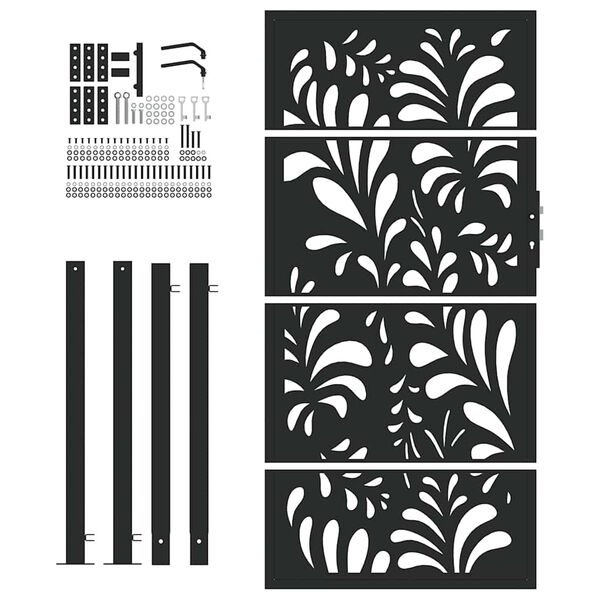 vidaXL Poort met golfontwerp 100x175 cm staal zwart