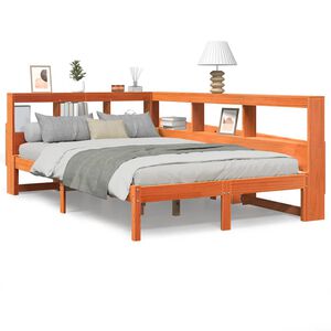 vidaXL Bed met boekenkast zonder matras grenenhout wasbruin 120x200 cm