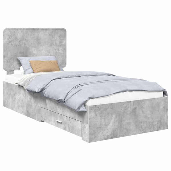 vidaXL Bedframe met hoofdeinde Beton Grijs 90 x 190 cm Bewerkt hout
