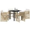 vidaXL Tuin eettafelset 5 pcs Beige poly rattan