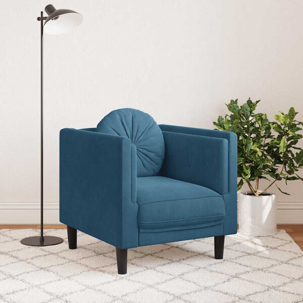 vidaXL Fauteuil met kussen fluweel blauw