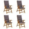 vidaXL Recliner Tuinstoelen 4 st Naturel Massief Acaciahout