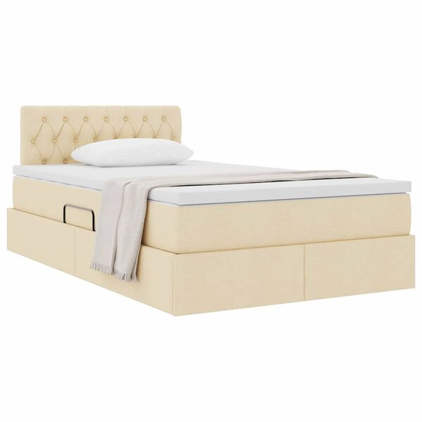 vidaXL Opbergbed met matras met matras Crème 120 x 200 cm Bewerkt hout