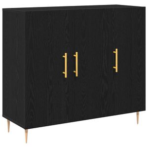 vidaXL Dressoir Zwart Eiken 90 x 34 x 80 cm Bewerkt hout