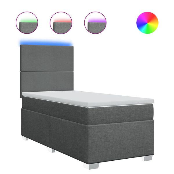 vidaXL Boxspring met matras stof donkergrijs 90x190 cm