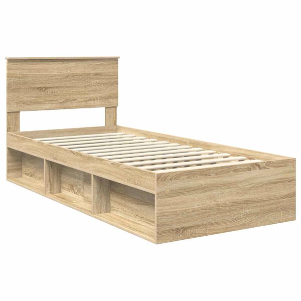 vidaXL Bedframe met hoofdeinde Sonoma 90 x 190 cm Bewerkt hout