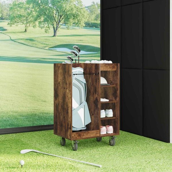 vidaXL Golfkast met wiel Effen Gerookt eiken 65 x 45 x 98 cm