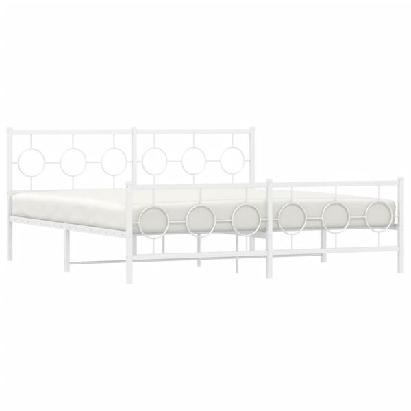 vidaXL Bedframe met hoofd- en voeteneinde metaal wit 180x200 cm