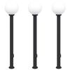 vidaXL Bolderverlichting met stopcontact 3 stuks 120 cm Zwart IP44