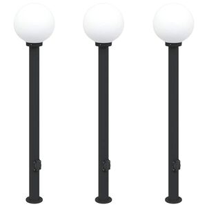 vidaXL Bolderverlichting met stopcontact 3 stuks 120 cm Zwart IP44