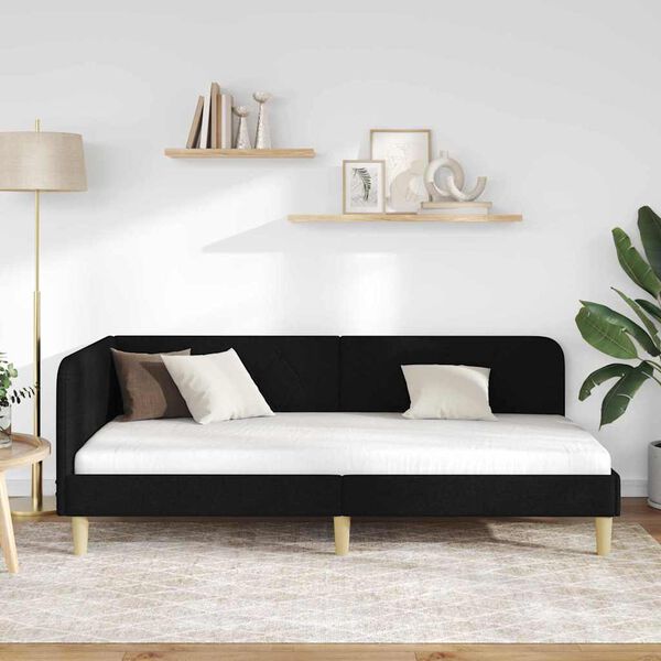 vidaXL Hoekbedframe met hoofdeinde Zwart 90 x 200 cm Stof