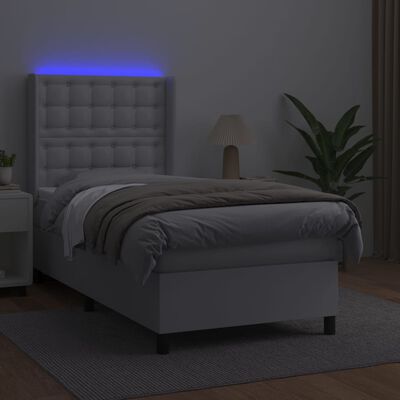 vidaXL Boxspring met matras en LED kunstleer wit 80x200 cm