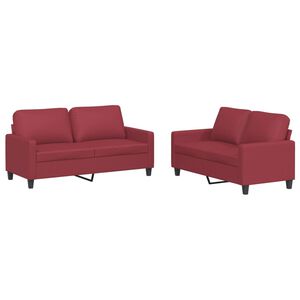 vidaXL 2-delige Loungeset met kussens kunstleer wijnrood
