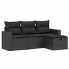 vidaXL 4-delige Loungeset met kussens poly rattan zwart
