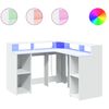 vidaXL Bureau met LED-verlichting 130x130x91 cm bewerkt hout wit