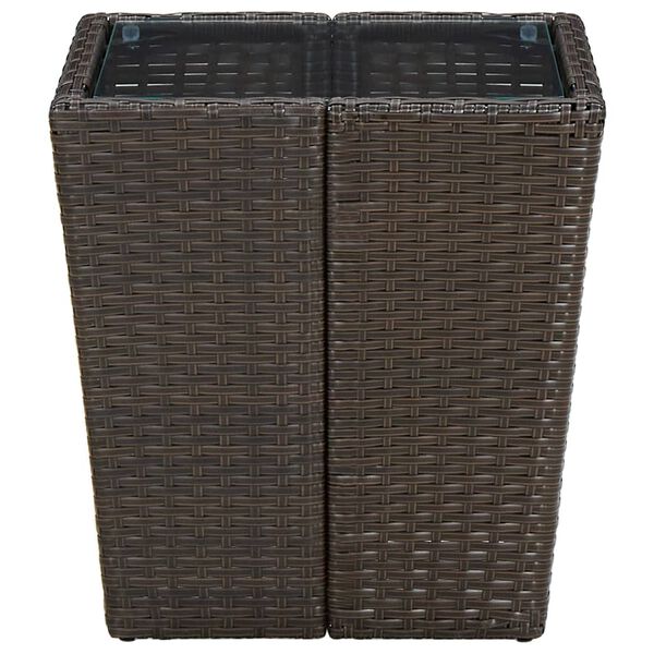 vidaXL Salontafel 41,5x41,5x44 cm poly rattan en gehard glas bruin