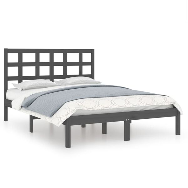 vidaXL Bedframe massief hout grijs 200x200 cm