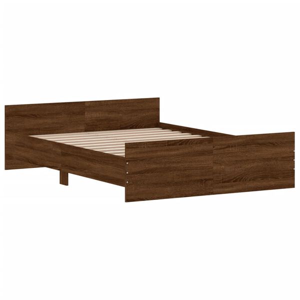 vidaXL Bedframe hoofd- en voeteneinde bruin eikenkleur 135x190 cm