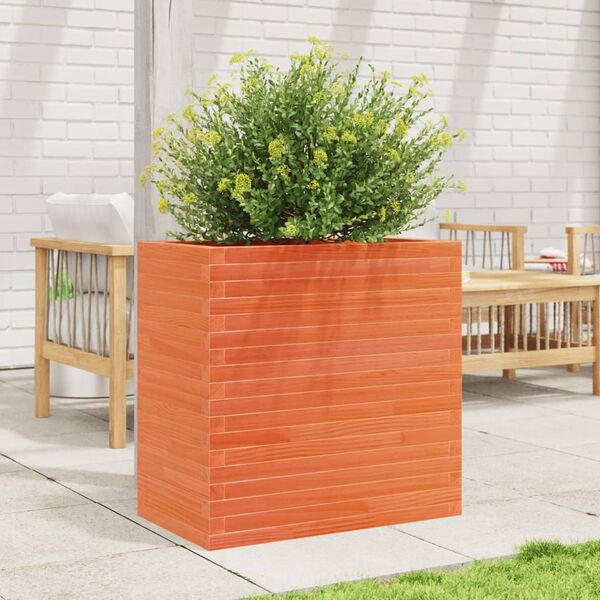 vidaXL Plantenbak 70x40x68,5 cm massief grenenhout wasbruin
