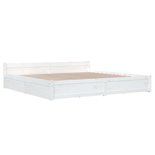 vidaXL Bedframe met lades wit 180x200 cm Super King Size
