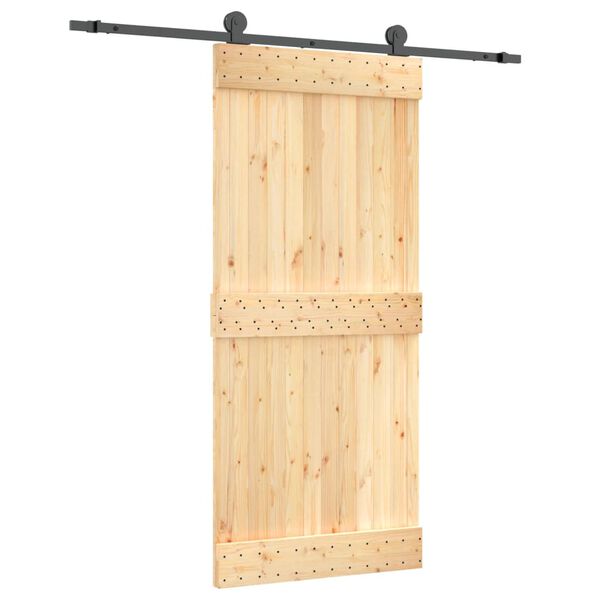 vidaXL Schuifdeur met beslag 90x210 cm massief grenenhout