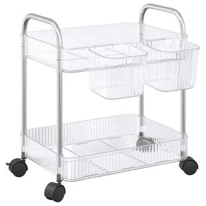 vidaXL Opbergtrolley 2-laags 37x28x43,5 cm acryl transparant