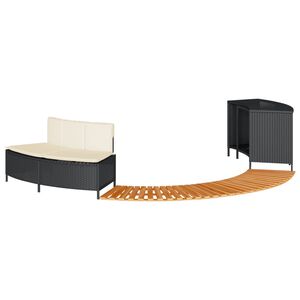 vidaXL Hottub-ombouw poly rattan en massief acaciahout zwart