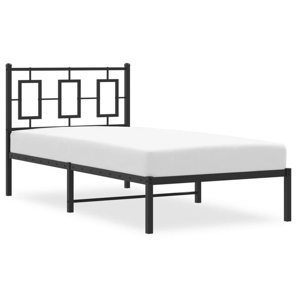 vidaXL Bedframe met hoofdbord metaal zwart 90x200 cm