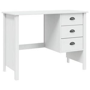 vidaXL Bureau met lades Hill Wit 100 x 45 x 74 cm Massief Vurenhout