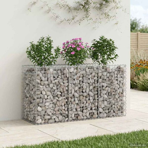 vidaXL Gabion Verhoogd Bed Zilver 150 x 50 x 80 cm