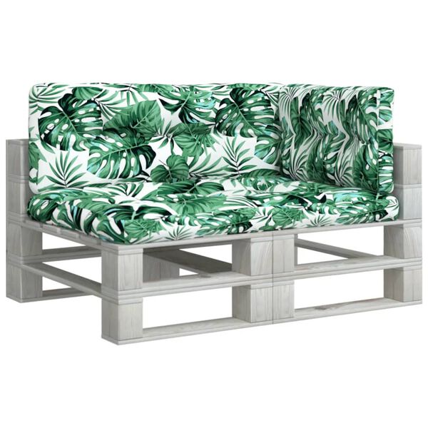 vidaXL Palletkussens 3 st stof bladpatroon